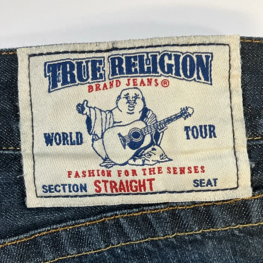 True Religion Basic Straight Jeans Mens 29 World Tour Dark Wash Denim
